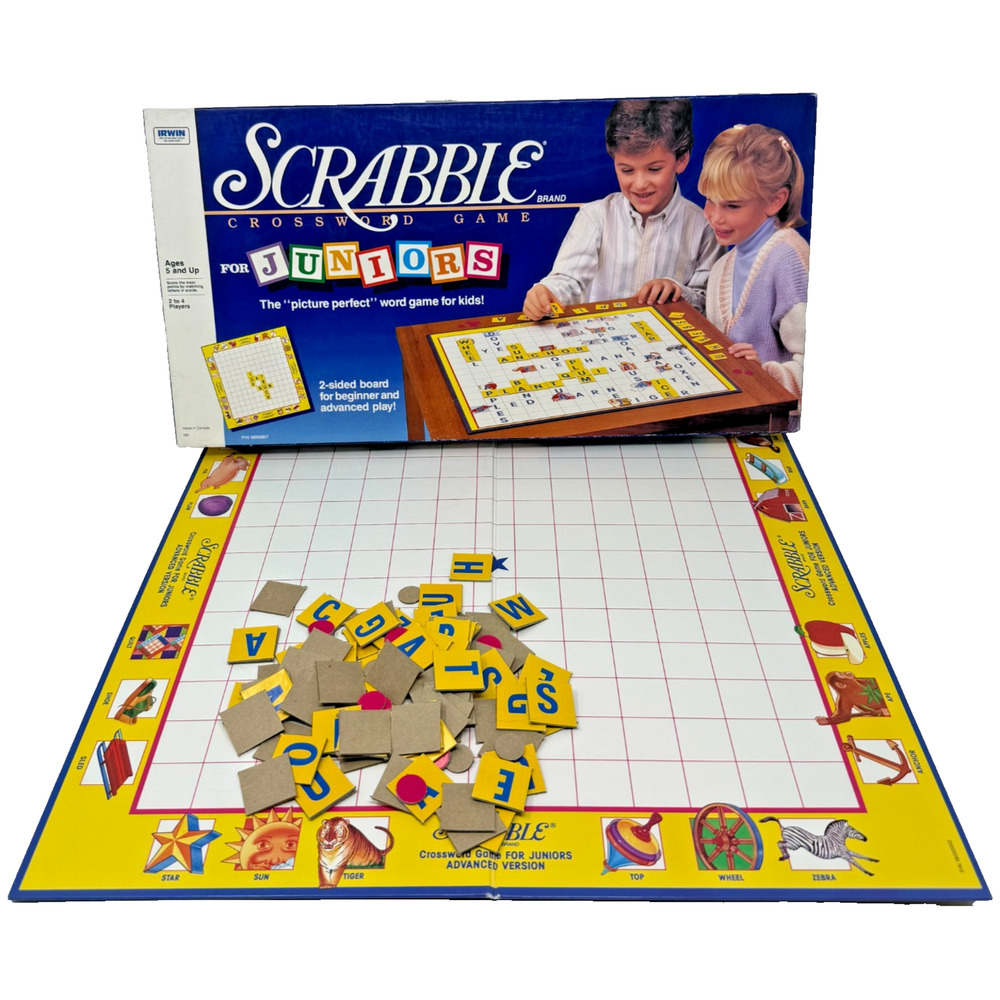 1989 Scrabble Crossword Game For Juniors Milton Bradley Vintage VG EUC